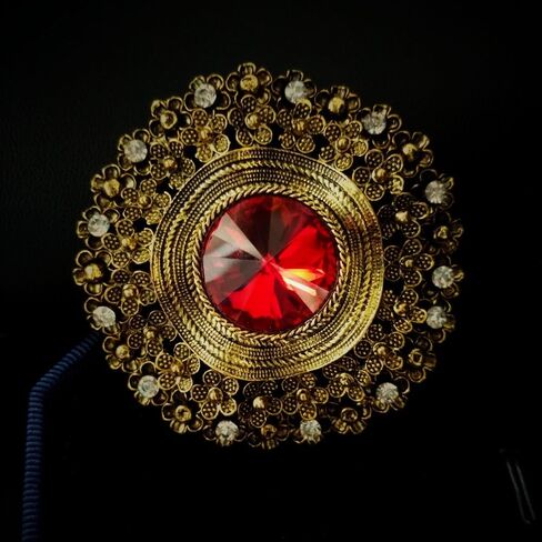 Antique Style Large Glass Stone Round Sash Brooch Pin Art Nouveau Jewelry in Saudi Arabia