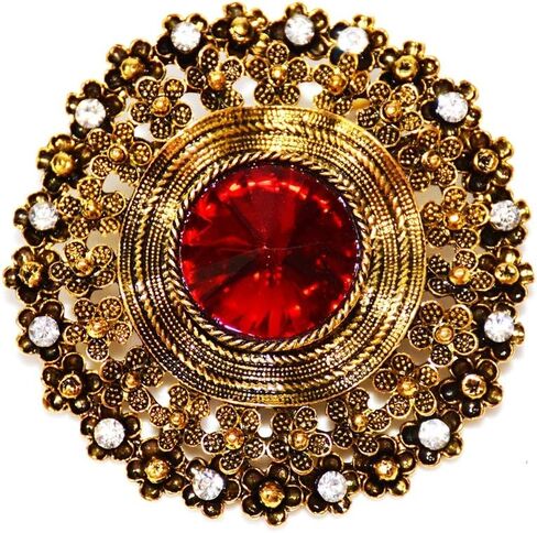 Antique Style Large Glass Stone Round Sash Brooch Pin Art Nouveau Jewelry in Saudi Arabia