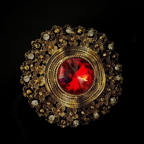 Antique Style Large Glass Stone Round Sash Brooch Pin Art Nouveau Jewelry in Saudi Arabia