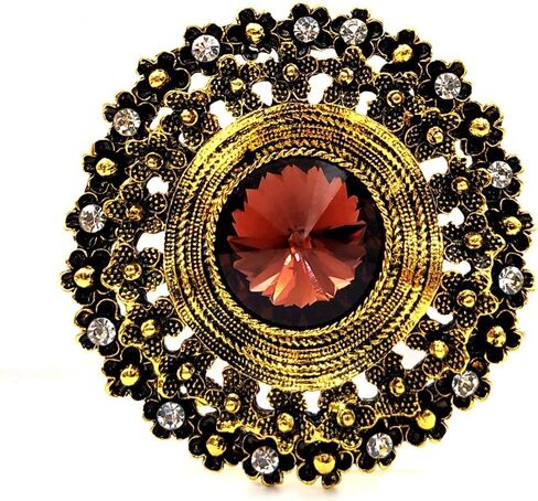 العتيقة نمط زجاج كبير حجر جولة وشاح بروش دبوس مجوهرات الفن الحديث in Kuwait