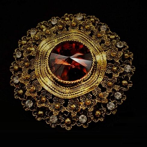 العتيقة نمط زجاج كبير حجر جولة وشاح بروش دبوس مجوهرات الفن الحديث in Kuwait