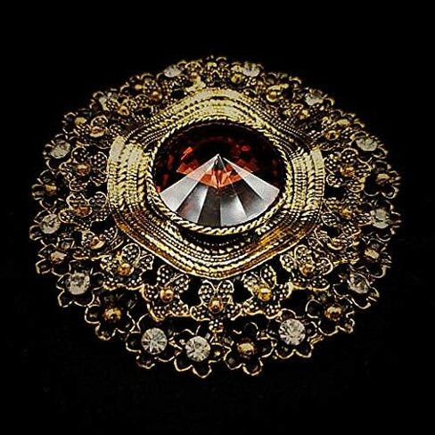 العتيقة نمط زجاج كبير حجر جولة وشاح بروش دبوس مجوهرات الفن الحديث in Kuwait