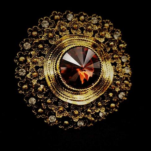 العتيقة نمط زجاج كبير حجر جولة وشاح بروش دبوس مجوهرات الفن الحديث in Kuwait