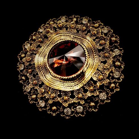 العتيقة نمط زجاج كبير حجر جولة وشاح بروش دبوس مجوهرات الفن الحديث in Kuwait