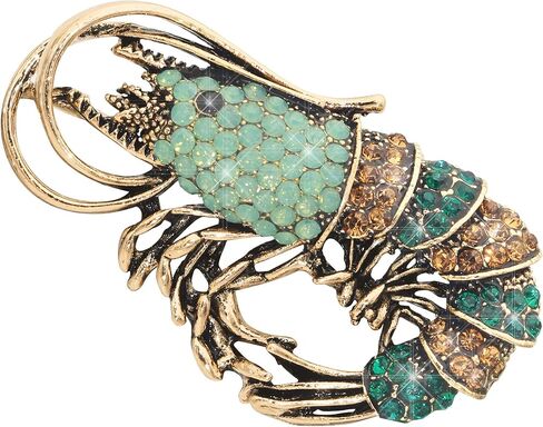 Cute Vintage Ocean Animal Brooch Austrian Crystals Shrimp Brooches for Men Women Beach Birthday Gift Party Accessories Corsage Pin Party Christmas Mothers Birthday Gift in Saudi Arabia