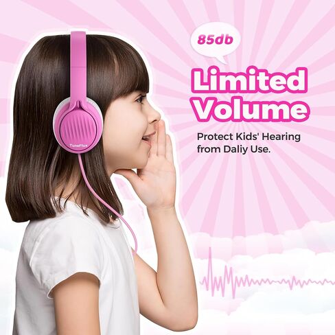 Upgraded Kids Headphones, Wired Toddler Headphones, 85dB Limited Volume On Ear Headphones, Portable Foldable Design, Stereo Sound Kids Headphones for School/Tablet/Travel-Pink in Saudi Arabia