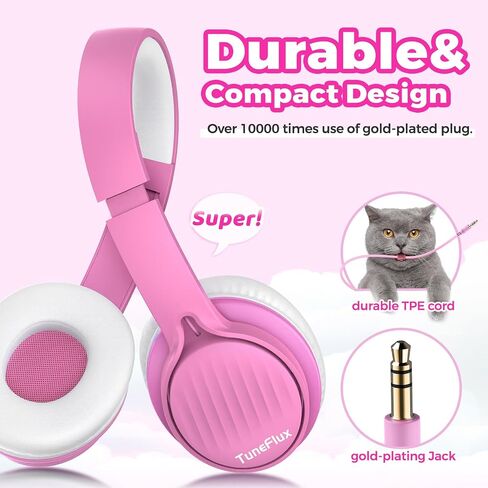 Upgraded Kids Headphones, Wired Toddler Headphones, 85dB Limited Volume On Ear Headphones, Portable Foldable Design, Stereo Sound Kids Headphones for School/Tablet/Travel-Pink in Saudi Arabia