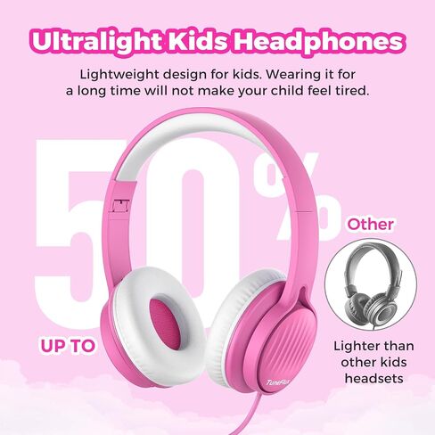 Upgraded Kids Headphones, Wired Toddler Headphones, 85dB Limited Volume On Ear Headphones, Portable Foldable Design, Stereo Sound Kids Headphones for School/Tablet/Travel-Pink in Saudi Arabia