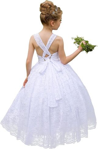 Spaghetti Strap Lace Flower Girl Dress Wedding Communion Pageant Ball Gowns in Saudi Arabia