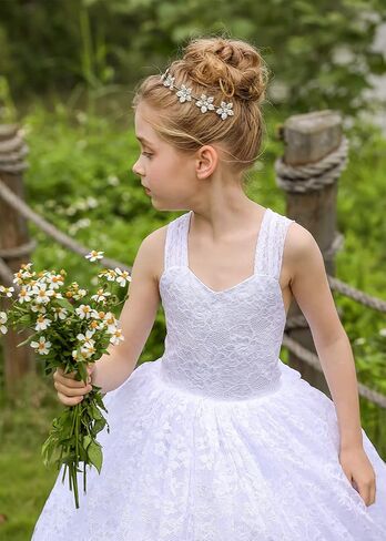 Spaghetti Strap Lace Flower Girl Dress Wedding Communion Pageant Ball Gowns in Saudi Arabia