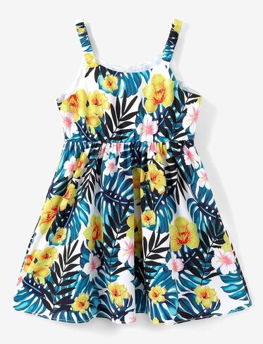 PATPAT Toddler Kids Girls Summer Dress Sling Dress Floral Casual Dress Sleeveless Hawaiian Sundress in Kuwait