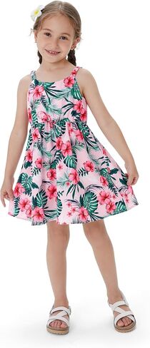 PATPAT Toddler Kids Girls Summer Dress Sling Dress Floral Casual Dress Sleeveless Hawaiian Sundress in Kuwait