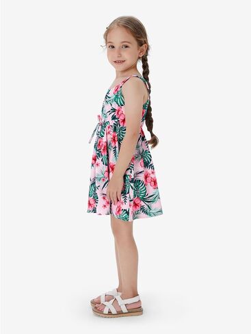 PATPAT Toddler Kids Girls Summer Dress Sling Dress Floral Casual Dress Sleeveless Hawaiian Sundress in Kuwait