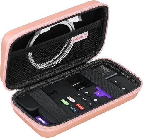 BOVKE Hard Case for Roku Voice Remote Controller, Roku Streaming Stick+ / 4K, Roku Remote Case for Roku TV Steaming Stick 3820R/ 3821R/3941R, Extra Mesh Pocket for Adapters, Cables, Black in Saudi Arabia