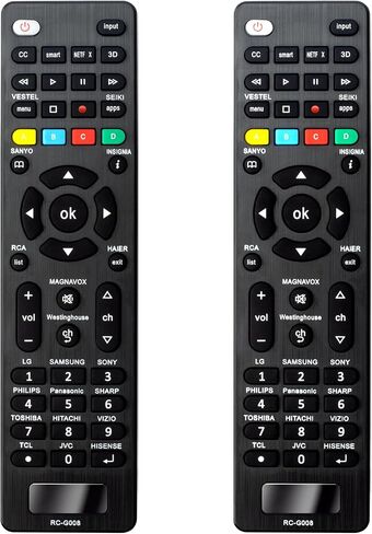 عبوتان بديلتان لجهاز التحكم عن بعد العالمي لجهاز Samsung LG Sony Sharp Vizio Philips Toshiba Sanyo JVC TCL Hisense Vestel Seiki Insignia وغيرها من العلامات التجارية الذكية عن بعد للتلفزيون in Kuwait