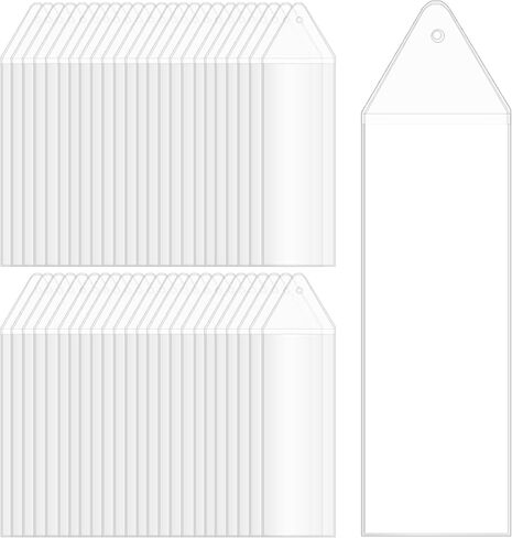 100 قطعة من الأكمام البلاستيكية المرجعية، أكمام شفافة لحامل الإشارات المرجعية، أكمام حامل الإشارات المرجعية الفارغة مع فتحة لشرائط الصور المرجعية مقاس 1.8 × 6 بوصة in Kuwait