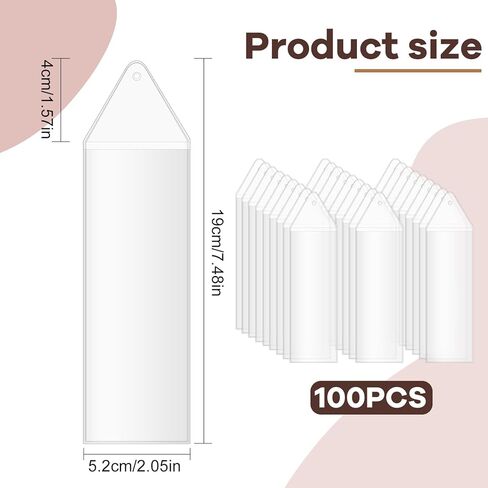 100 قطعة من الأكمام البلاستيكية المرجعية، أكمام شفافة لحامل الإشارات المرجعية، أكمام حامل الإشارات المرجعية الفارغة مع فتحة لشرائط الصور المرجعية مقاس 1.8 × 6 بوصة in Kuwait