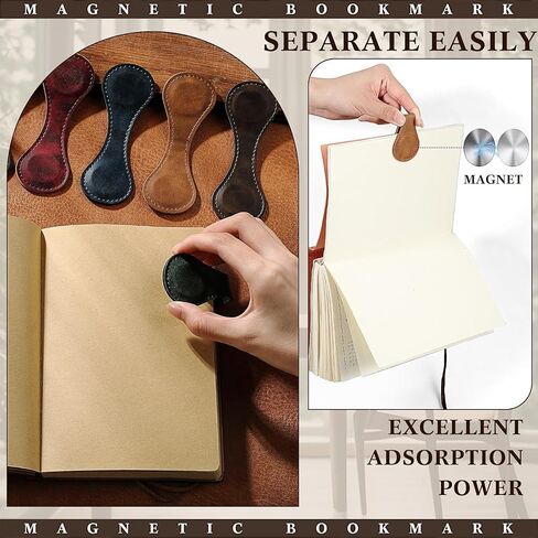Crazy Horse Leather Magnetic Bookmarks, Personalized Retro Leather Bookmarks, Customized Magnet Bookmarks, Customizable Page Marker Gifts for Book Lovers Readers Kids(1PCS Dark Blue) in Saudi Arabia