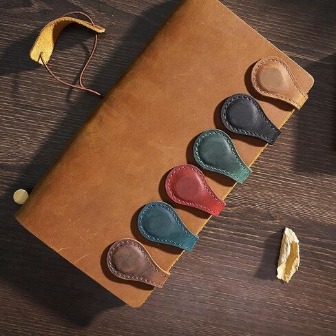 Crazy Horse Leather Magnetic Bookmarks, Personalized Retro Leather Bookmarks, Customized Magnet Bookmarks, Customizable Page Marker Gifts for Book Lovers Readers Kids(1PCS Dark Blue) in Saudi Arabia