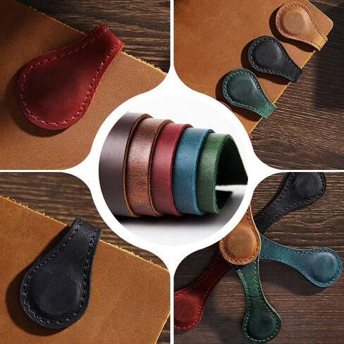 Crazy Horse Leather Magnetic Bookmarks, Personalized Retro Leather Bookmarks, Customized Magnet Bookmarks, Customizable Page Marker Gifts for Book Lovers Readers Kids(1PCS Dark Blue) in Saudi Arabia