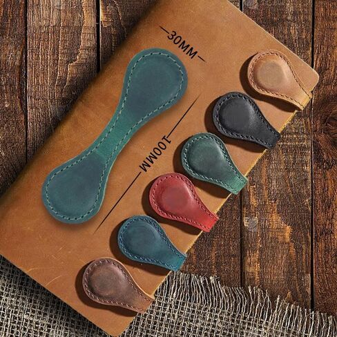 Crazy Horse Leather Magnetic Bookmarks, Personalized Retro Leather Bookmarks, Customized Magnet Bookmarks, Customizable Page Marker Gifts for Book Lovers Readers Kids(1PCS Dark Blue) in Saudi Arabia