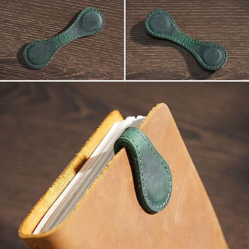 Crazy Horse Leather Magnetic Bookmarks, Personalized Retro Leather Bookmarks, Customized Magnet Bookmarks, Customizable Page Marker Gifts for Book Lovers Readers Kids(1PCS Dark Blue) in Saudi Arabia