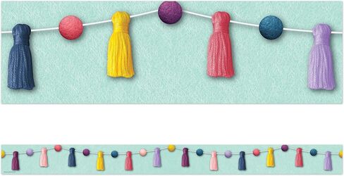 Teacher Created Resources Oh Happy Day Pom-Poms and Tassels Straight Border Trim in Saudi Arabia