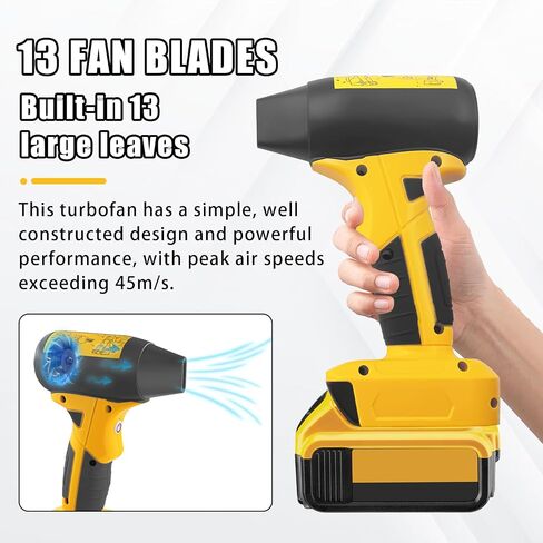 4 Gear Jet Fan منفاخ جاف صغير لـ Dewalt 20V بطارية ليثيوم أيون، URUN 130000PRM منفضة هواء مضغوط سوبر ميني جت مروحة لديوالت للوحة مفاتيح السيارة بالكمبيوتر (بدون بطارية) in Saudi Arabia