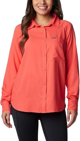 Columbia Women's Anytime Lite Long Sleeve Shirt, Juicy, Large in Saudi Arabia
