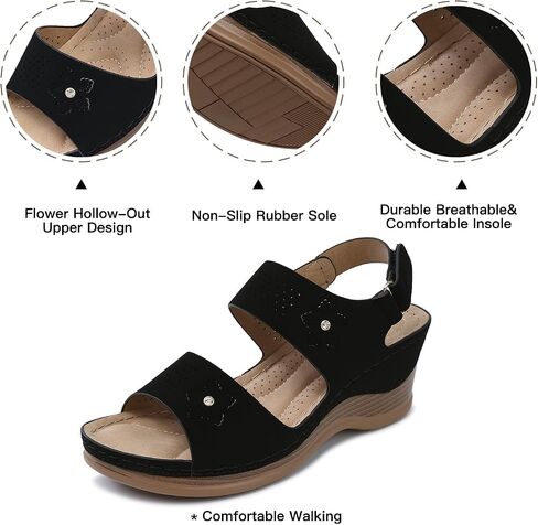 TEMOFON Womens Sandals Low Wedge: Platform Ankle Strap Wedge Sandals - Dressy Summer Open Toe Sandals - Comfortable Sandal Women in Saudi Arabia