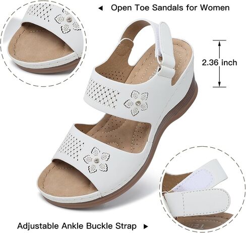 TEMOFON Womens Sandals Low Wedge: Platform Ankle Strap Wedge Sandals - Dressy Summer Open Toe Sandals - Comfortable Sandal Women in Saudi Arabia