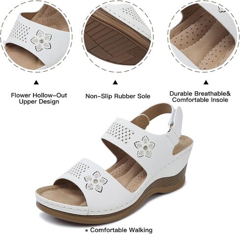 TEMOFON Womens Sandals Low Wedge: Platform Ankle Strap Wedge Sandals - Dressy Summer Open Toe Sandals - Comfortable Sandal Women in Saudi Arabia