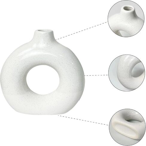 2PCS White Donut Vases, Modern Ceramic Vases for Pampas Grass, Boho Vase Home Decor in Saudi Arabia