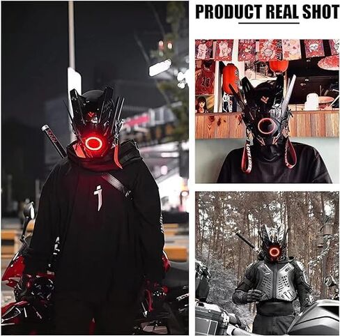 Cybe𝐫punk Mask, Halloween Cosplay Fit Party Music Festival Accessories with Light in Saudi Arabia