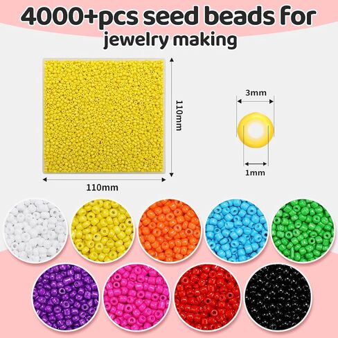 IOOLEEM 10000+pcs 3mm Glass Seed Beads Kit for Jewelry Making and Bracelets in Saudi Arabia