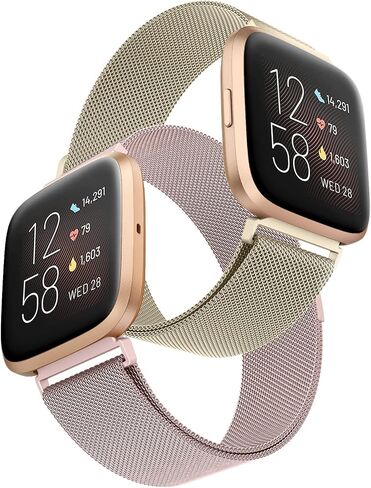 نطاقات Meliya Fitbit Versa 2 متوافقة مع Fitbit Versa 2 / Fitbit Versa/Versa Lite/Versa SE للنساء والرجال، أربطة بديلة بقفل مغناطيسي معدني من الفولاذ المقاوم للصدأ لـ Fitbit Versa 2 in Saudi Arabia