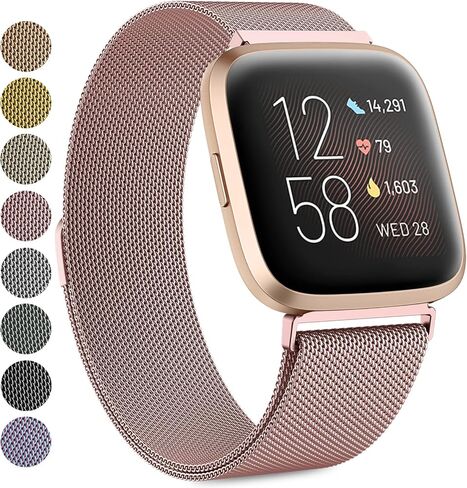 نطاقات Meliya Fitbit Versa 2 متوافقة مع Fitbit Versa 2 / Fitbit Versa/Versa Lite/Versa SE للنساء والرجال، أربطة بديلة بقفل مغناطيسي معدني من الفولاذ المقاوم للصدأ لـ Fitbit Versa 2 in Saudi Arabia