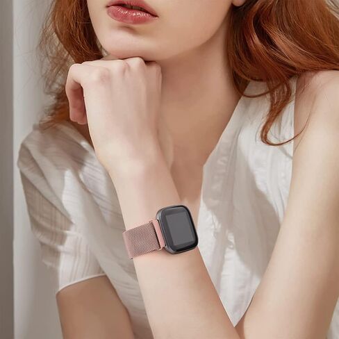 نطاقات Meliya Fitbit Versa 2 متوافقة مع Fitbit Versa 2 / Fitbit Versa/Versa Lite/Versa SE للنساء والرجال، أربطة بديلة بقفل مغناطيسي معدني من الفولاذ المقاوم للصدأ لـ Fitbit Versa 2 in Saudi Arabia