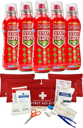 LifeSafe Technologies StaySafe All-in-1 Portable Fire Extinguisher for Home, Kitchen, Car, Garage, Boat | The Best Compact Extinguisher That Tackles 10 Types of Fire with Signature First Aid Kit in Saudi Arabia