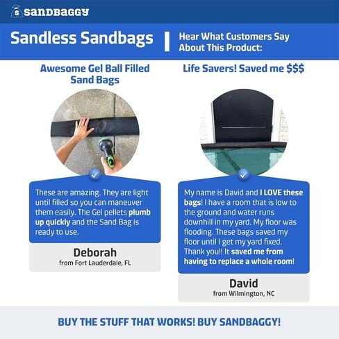 أكياس رمل رملية منشطة بالماء بطول 5 أقدام من Sandbaggy للفيضانات (أسود) - صُنعت في الولايات المتحدة الأمريكية - ماصة للماء، حاجز فيضان فوري (2) in Kuwait