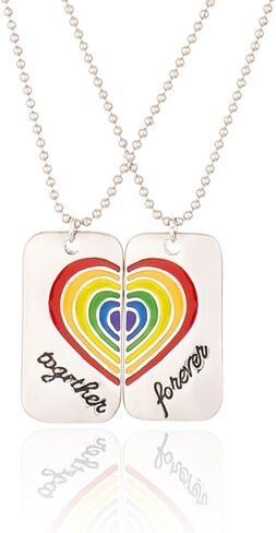 Madison Tyler Pride Collection Dog Tag | 'Together Forever' Rainbow Friendship Ball Chain Necklace Set in Saudi Arabia