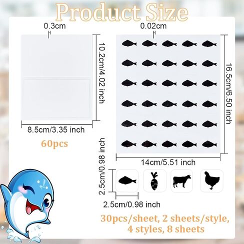 OLYCRAFT 240pcs 4 Style Gold Meal Sticker 0.4 Inch with 60pcs Table Place Cards Food Choice Sticker Set Cow/Chicken/Fish/Carrot Wedding Meal Stickers with Blank Table Cards for Wedding Party Supplies in Saudi Arabia