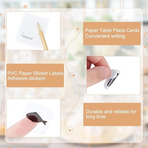OLYCRAFT 240pcs 4 Style Gold Meal Sticker 0.4 Inch with 60pcs Table Place Cards Food Choice Sticker Set Cow/Chicken/Fish/Carrot Wedding Meal Stickers with Blank Table Cards for Wedding Party Supplies in Saudi Arabia