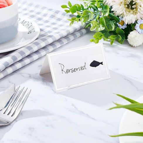 OLYCRAFT 240pcs 4 Style Gold Meal Sticker 0.4 Inch with 60pcs Table Place Cards Food Choice Sticker Set Cow/Chicken/Fish/Carrot Wedding Meal Stickers with Blank Table Cards for Wedding Party Supplies in Saudi Arabia