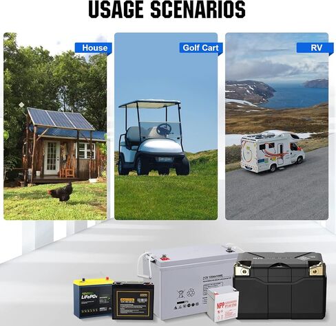 شاشة بطارية قابلة للمس 200 أمبير مُحدثة من ECO-WORTHY مع مستشعر القاعة، عداد بطارية 0-100 فولت مع برنامج، كشف تلقائي، لبطارية ليثيوم أيون 12 فولت/24 فولت/36 فولت/48 فولت/LiFePO4/AGM/جل في نظام RV/الطاقة الشمسية in Kuwait