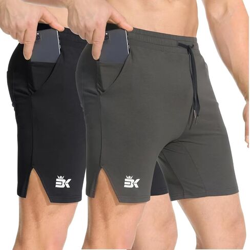 BROKIG Men's Airstretch Gym Shorts,5 Inch Slim Fit Running Exercise Athletic Workout Shorts for Men with Zipper Pockets in Saudi Arabia