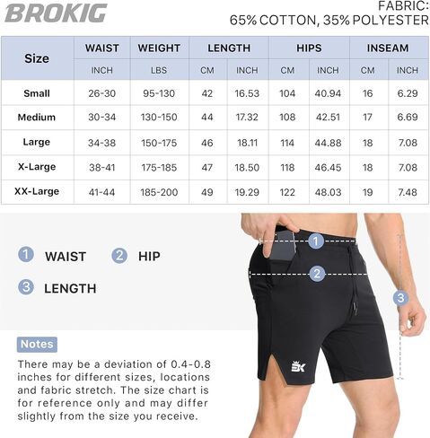 BROKIG Men's Airstretch Gym Shorts,5 Inch Slim Fit Running Exercise Athletic Workout Shorts for Men with Zipper Pockets in Saudi Arabia