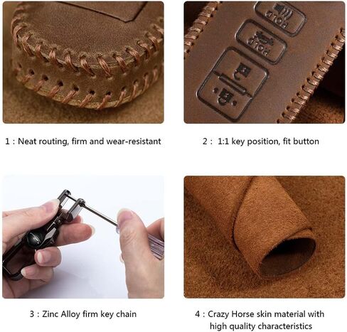 Car Key Case Genuine Leather Protector with Keychain suitable for Nissan Altima GT-R Rogue Sentra Maxima Car Remote Key Holder Fob Cover case 4 Buttons car accessories in Saudi Arabia