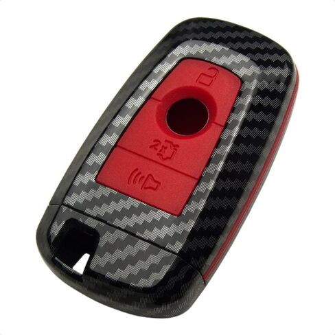 TANGSEN Smart Key Fob Case Compatible with FORD EDGE EXPEDITION EXPLORER FUSION for MUSTANG COBRA 4 Button Keyless Entry Remote Personalized Protective Cover Carbon Fiber in Kuwait