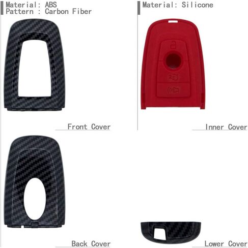 TANGSEN Smart Key Fob Case Compatible with FORD EDGE EXPEDITION EXPLORER FUSION for MUSTANG COBRA 4 Button Keyless Entry Remote Personalized Protective Cover Carbon Fiber in Kuwait